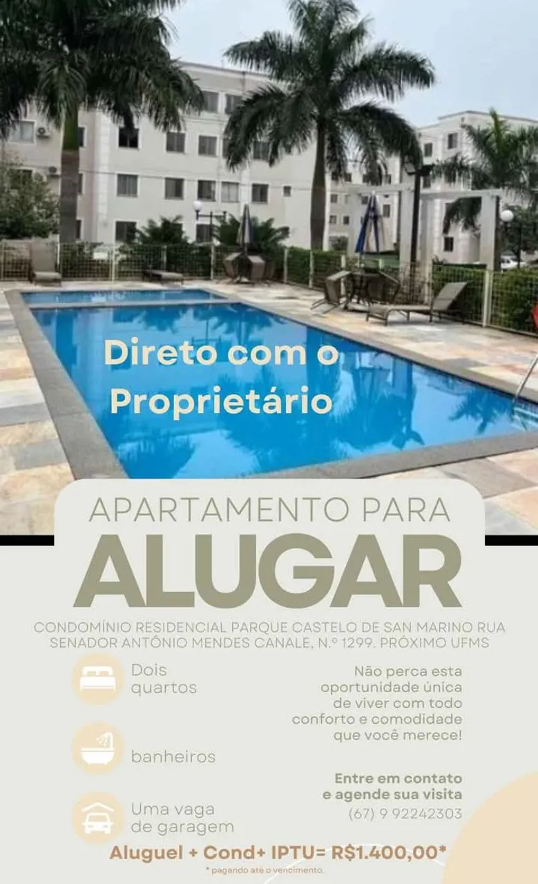 R$1.400* Apartamento Direto com o Proprietário