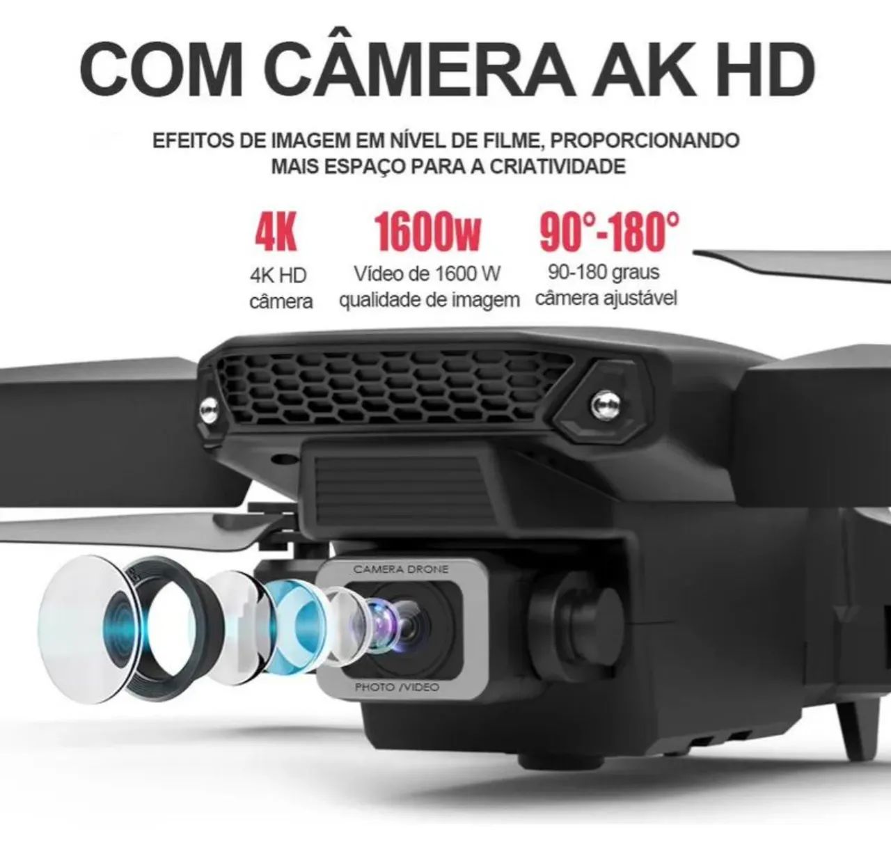 Drone E88 Profissional Para Fotografias e Filmagens Aéreas Camera 4K Duas Baterias  - Foto 2