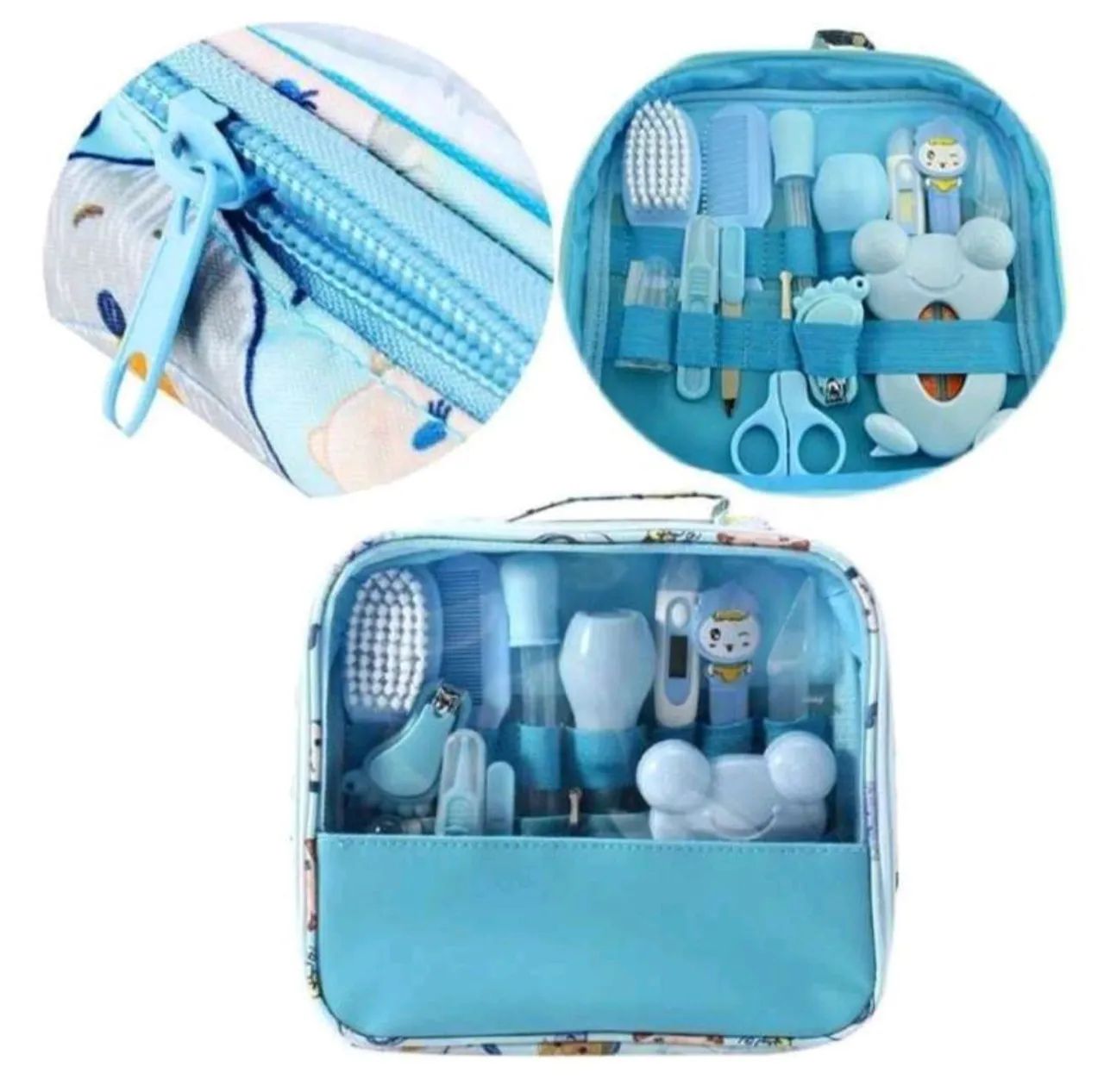 Kit de higiene para bebê com 13 peças em bolsa