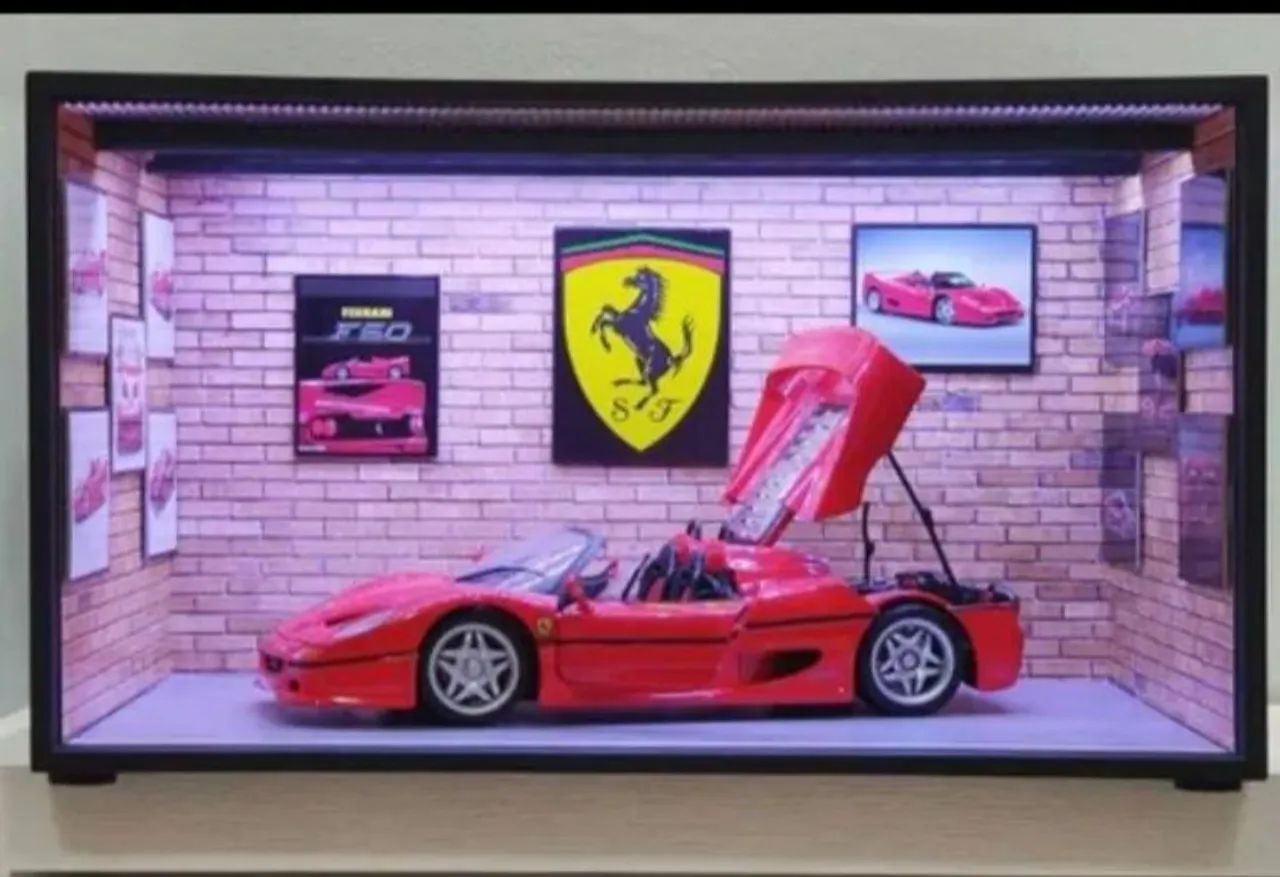 Ferrari F50 escala 1:18 - Diorama GARAGEM em MDF com LED - Hobbies