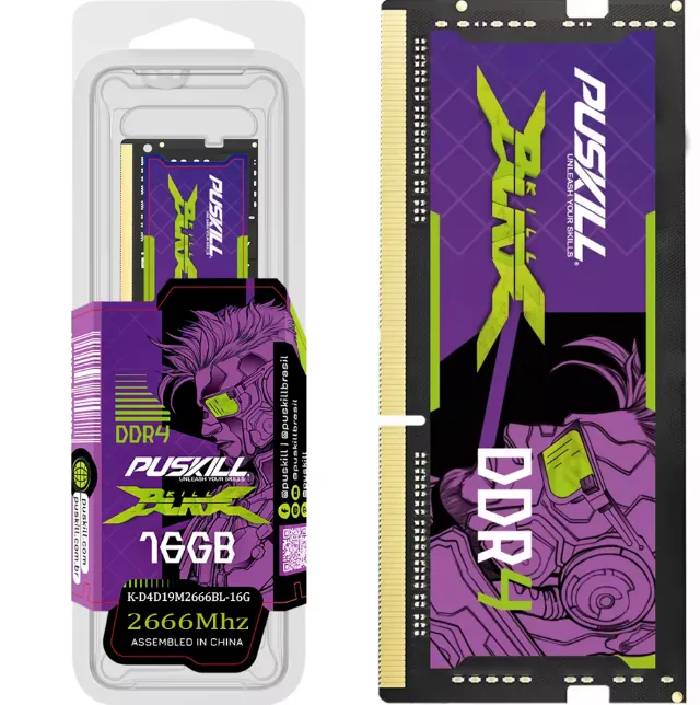 Memoria Ram para notebook ddr4 16gb 2666Mhz Puskill Psk-d4d19m2666bl-16g 16 gb pode retira
