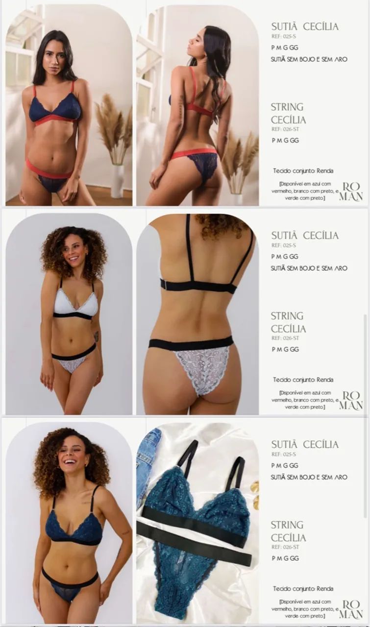 Lote de peças de lingerie