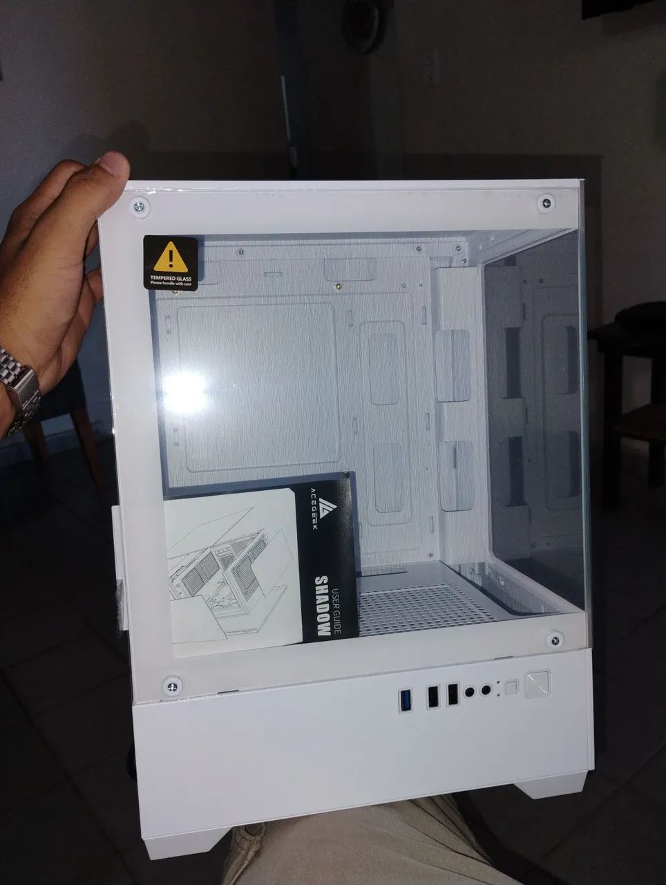 Gabinete Gamer branco Acegeek Shadow ACEITO CARTÃO 