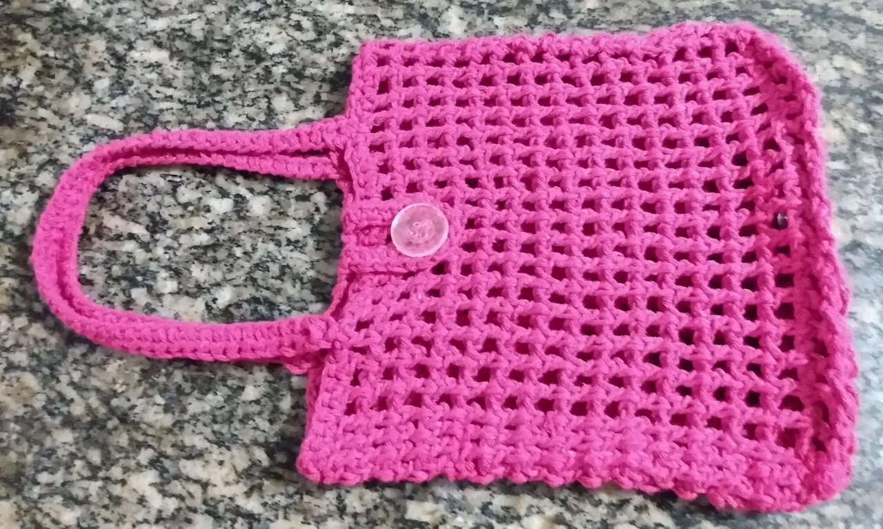 Bolsa de Crochê Rosa Artesanal