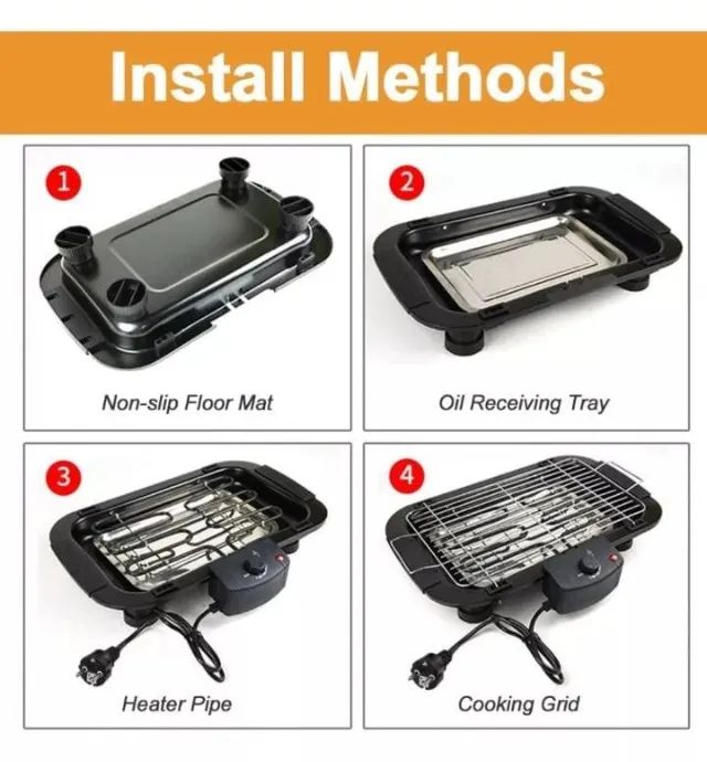 Churrasqueira Elétrica Sem Fumaça Grelhador De Mesa Portátil 2000 watts