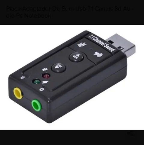 Placa Adaptador de Som USB 7.1 Canais