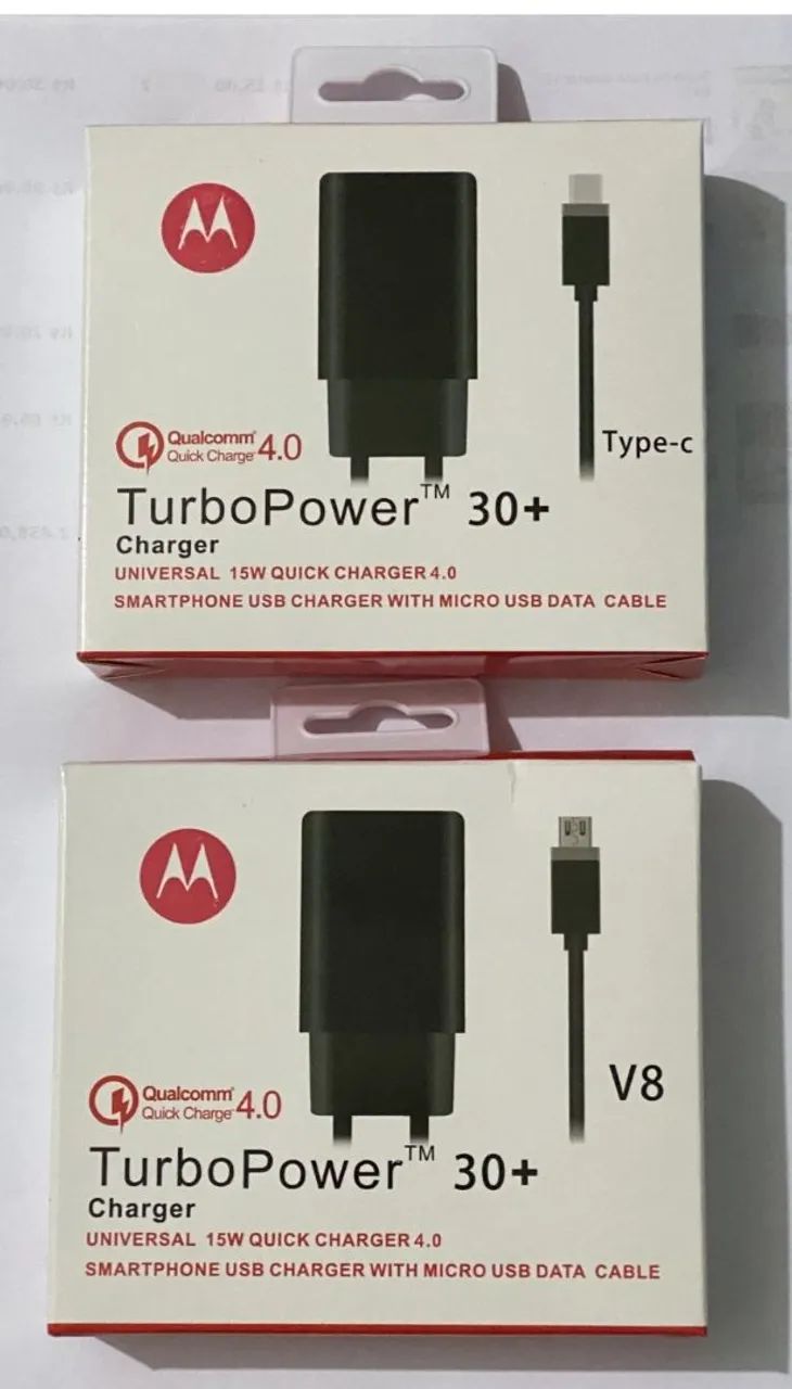 Carregador TurboPower 30+ Motorola - 15W - Tipo C e V8