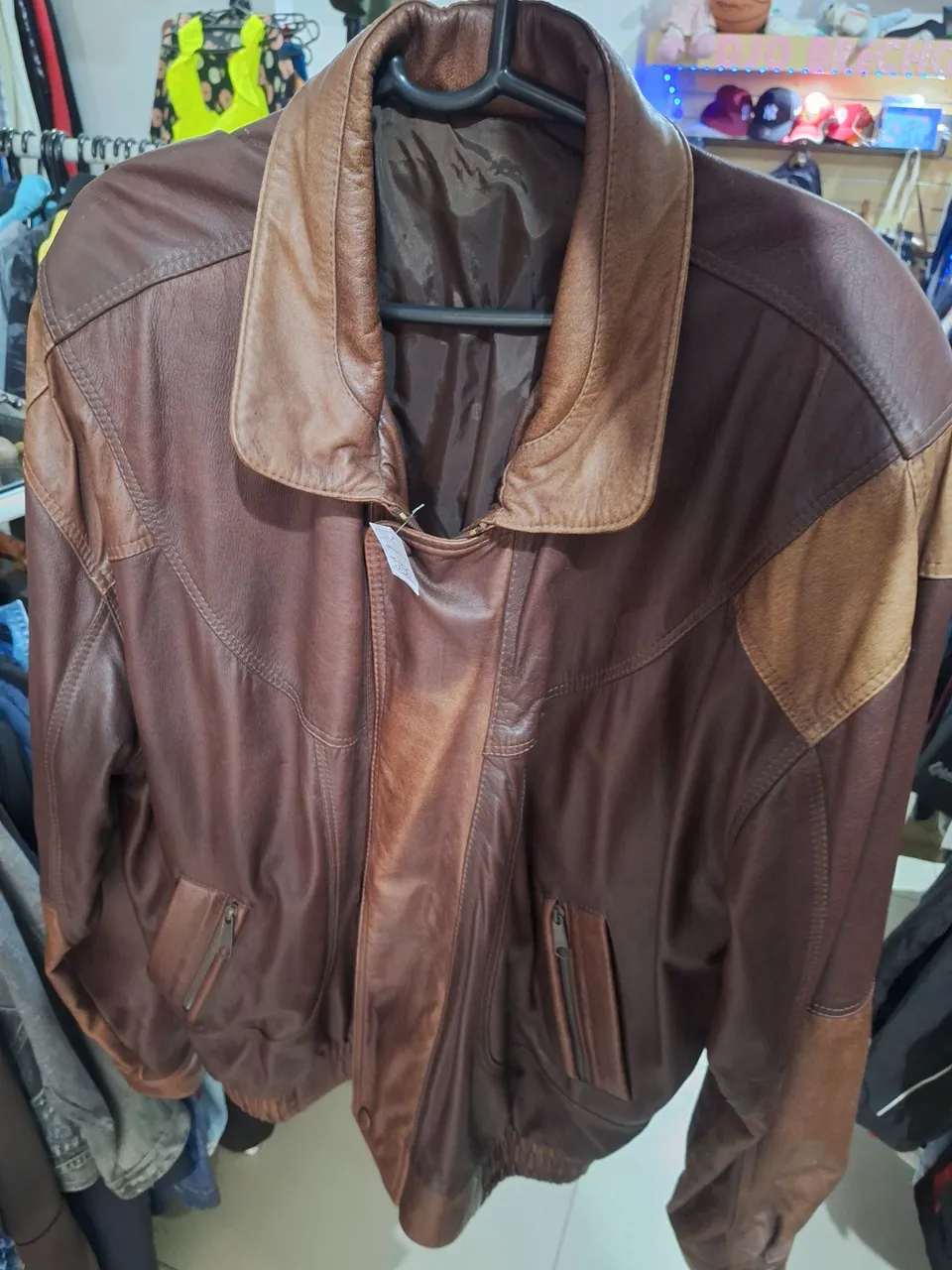 Jaqueta de Couro Marrom Vintage