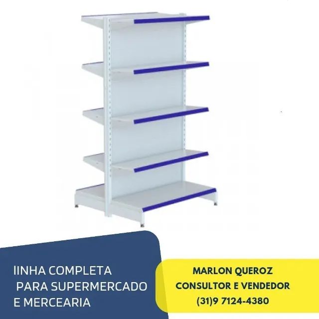 Gondola de Centro Branca 30x40CM 5 Bandejas