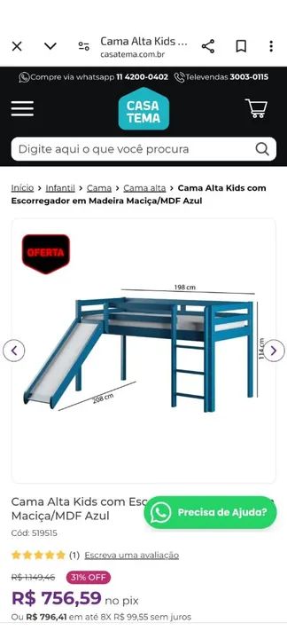 Cama infantil com escorregador  - Foto 3