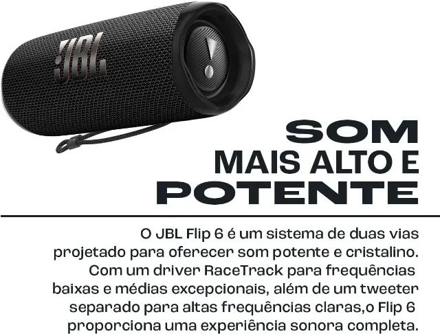 Caixa de Som Bluetooth JBL Flip 6 30W Preta - Foto 2