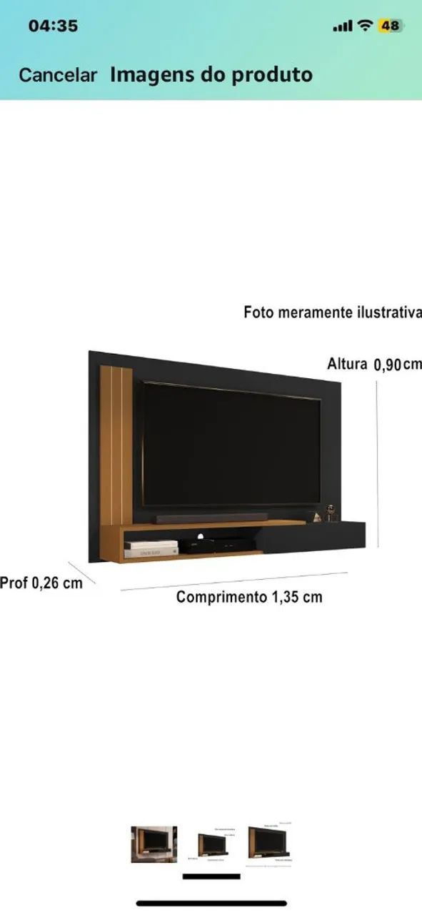 Painel para TV até 55 polegadas com prateleiras
