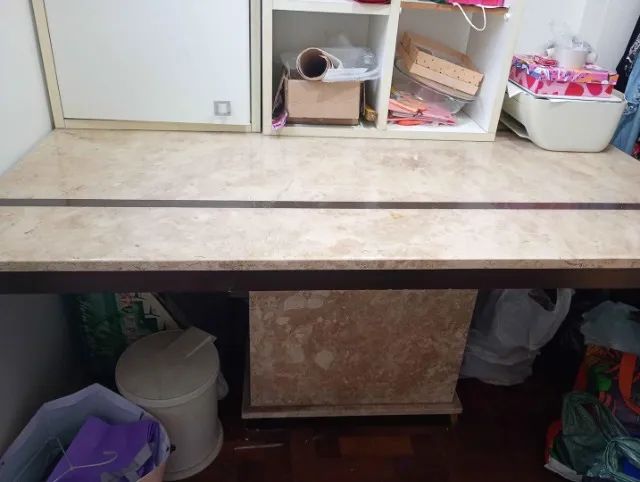 Mesa de jantar em Mármore / Madeira Bege 78 cm x 160 cm x 100 cm