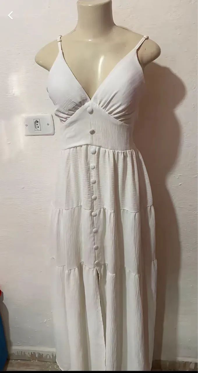 Vestido branco crepe