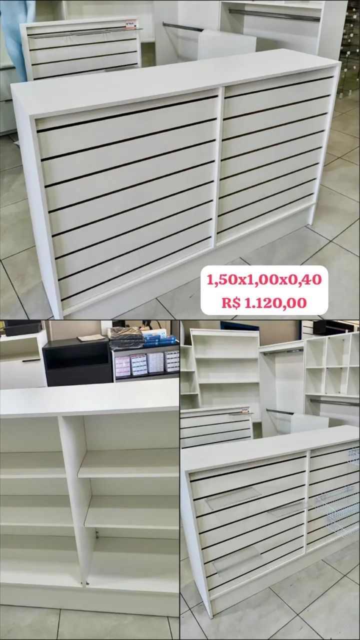 Balcão com painel canaletado. 65704303380483124