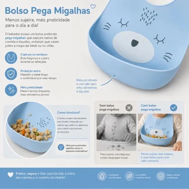 Babador de Silicone Com Pegas Migalhas  - Foto 2