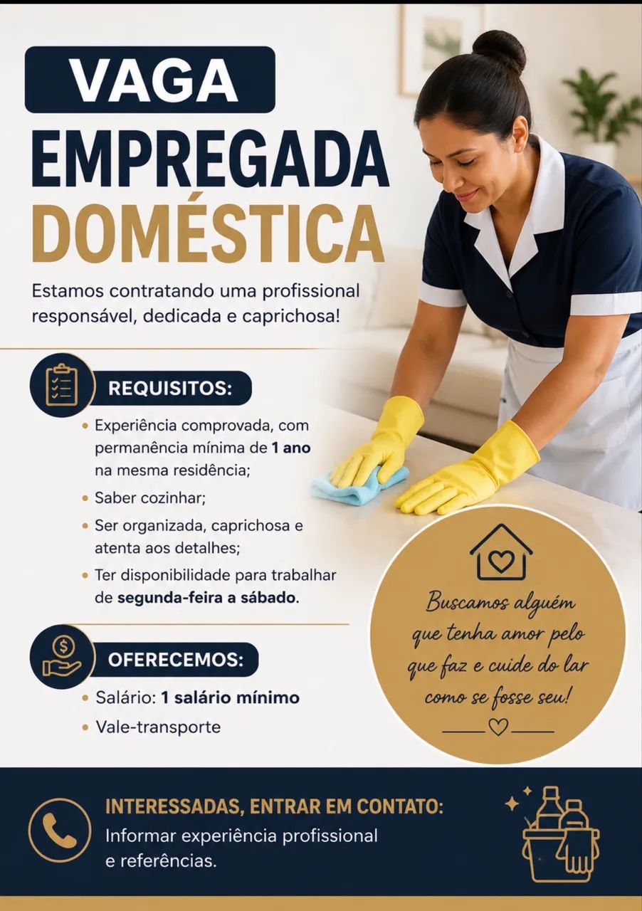 Vaga para empregada doméstica 