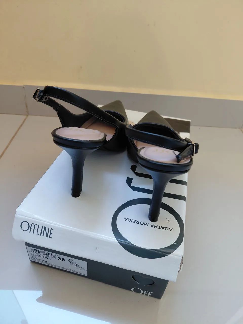 Slingback Preto Salto - Foto 2