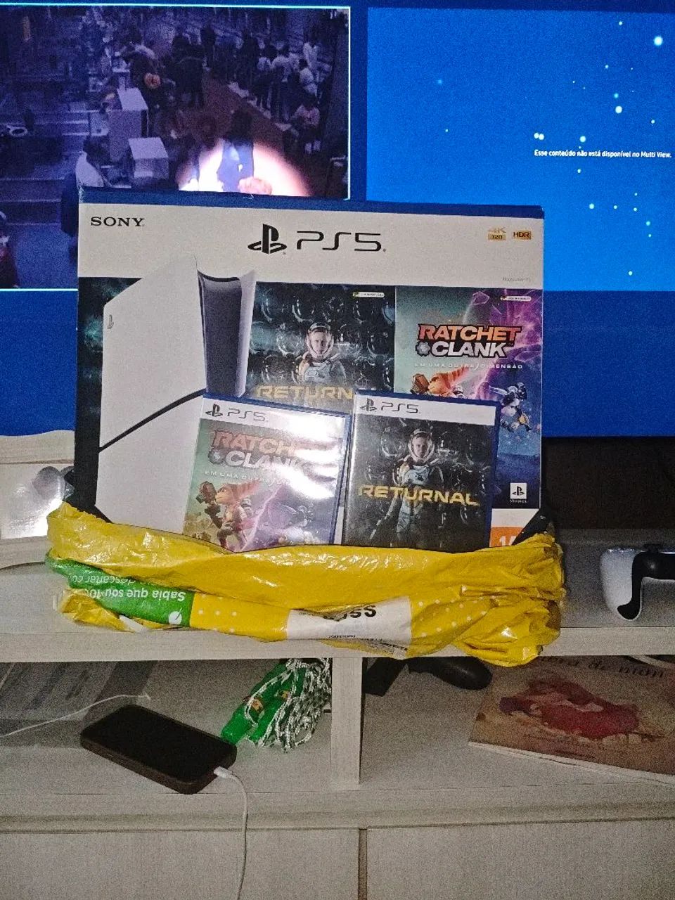 Ps5 1 terá byte com leitor+1 controle e cabos e 2 jogos  - Foto 5