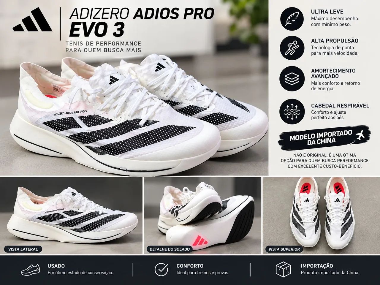 Tênis de corrida Adidas adios pro evo 3