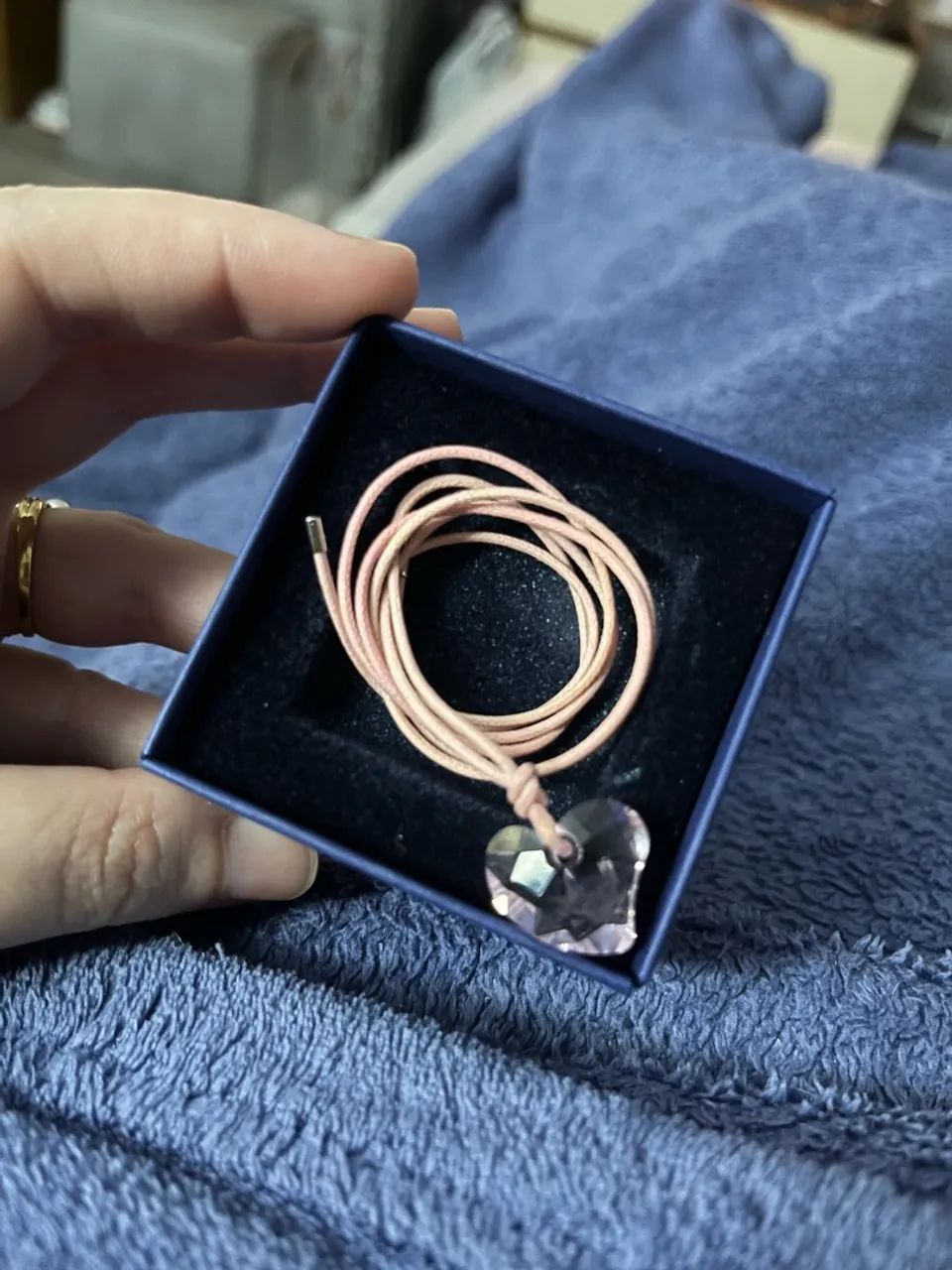 Colar Swarovski coração rosa 