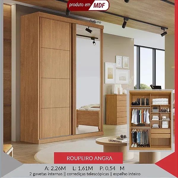Guarda Roupa MDF com espelho inteiro - Promoção  - Foto 3