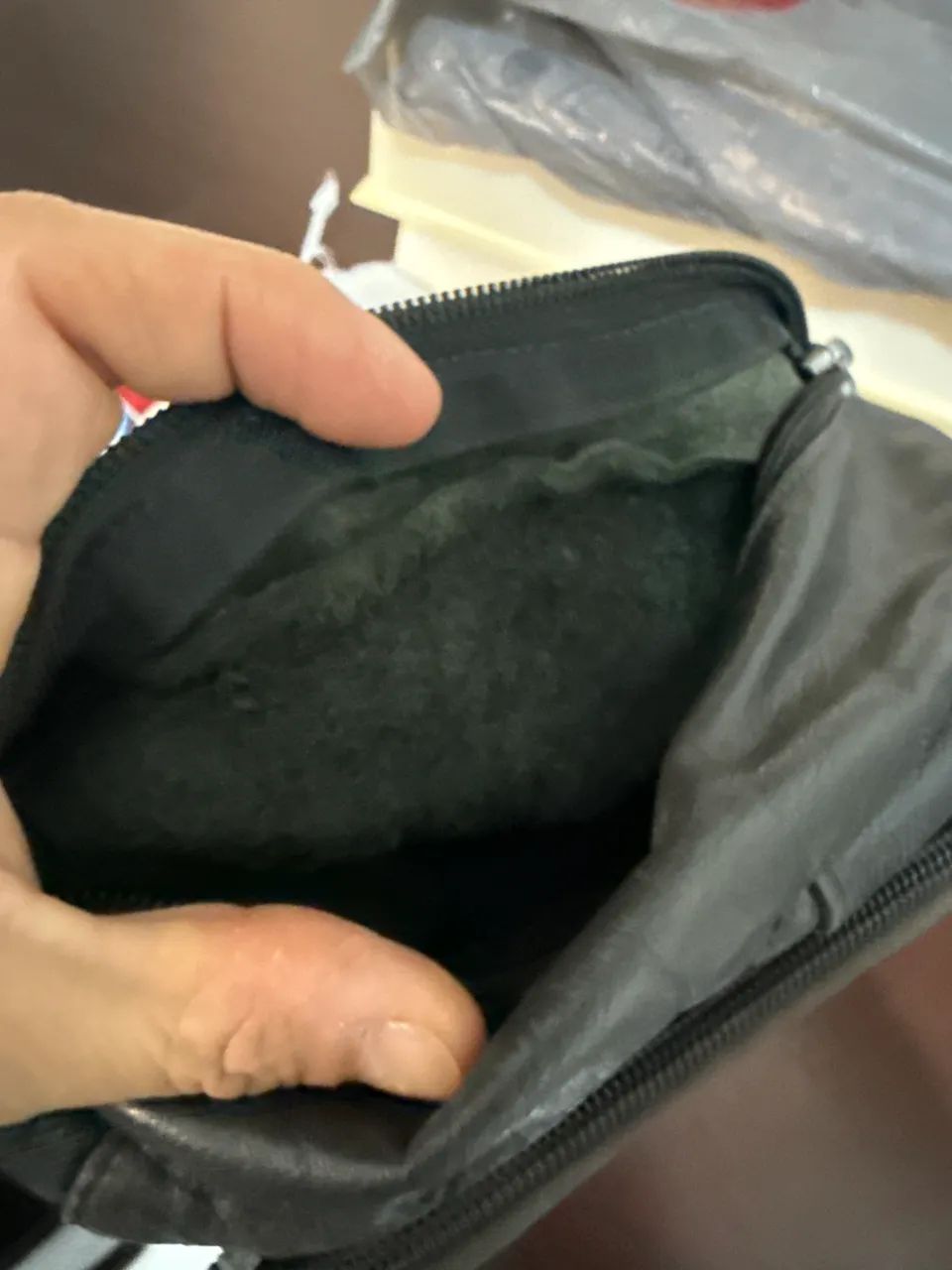 Pochete de couro legítimo preta - Foto 4
