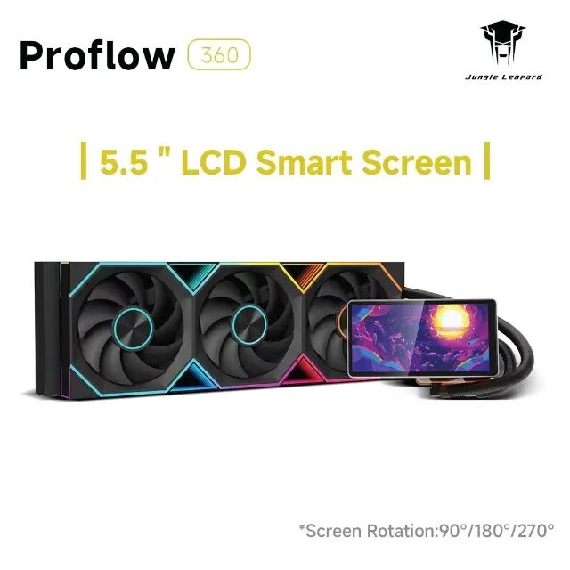 Water Cooler Jungle Leopard Pro Flow 360mm com Tela LCD Personalizável 5.5" ARGB