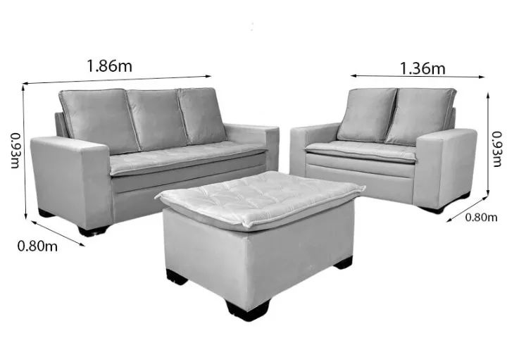 Sofá 2 e 3 lugares França com Puff - Foto 4