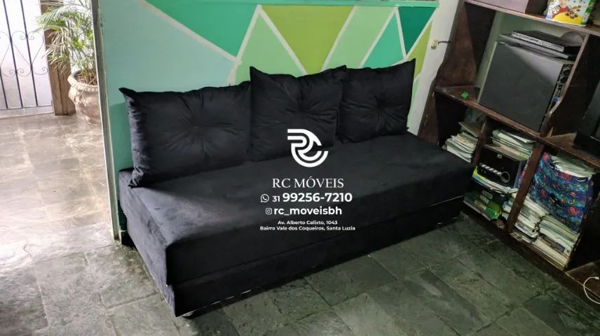 Sofá Cama estruturada Bicama 1,70m Suede de qualidade D33 Compacto e Funcional | Parcelamo - Foto 2