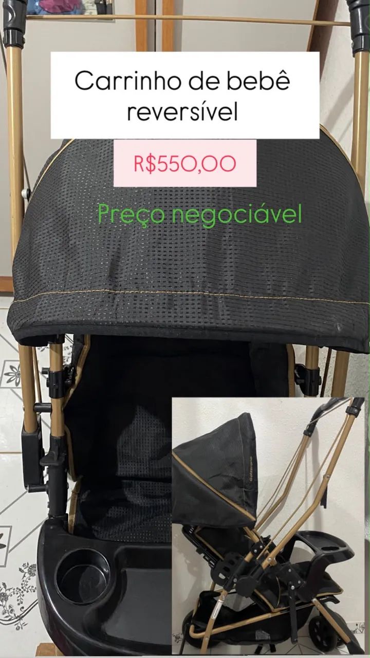 Carrinho de passeio para bebê reversível 