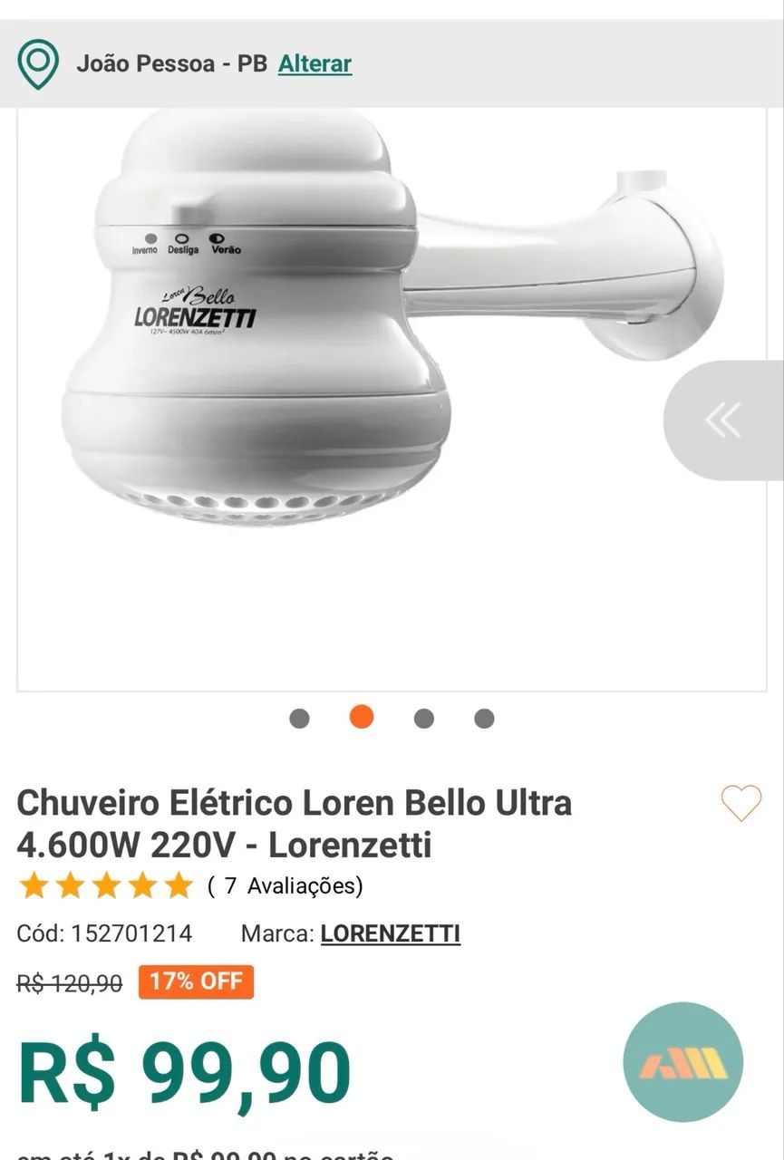 Chuveiro elétrico lorenzeti 
