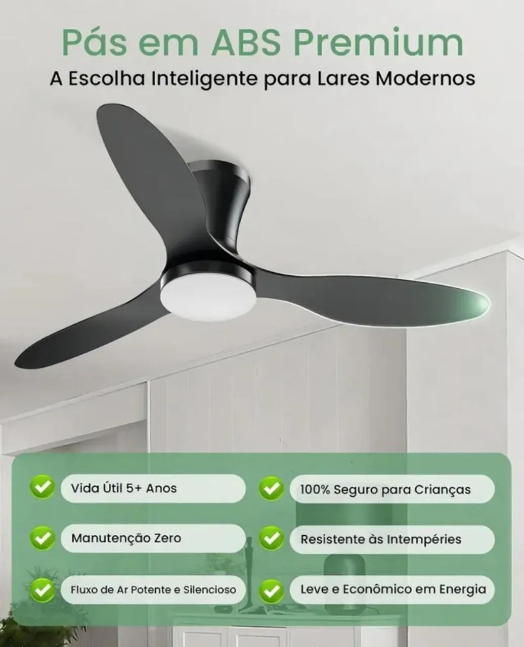 Ventilador de Teto Bivolt cor preto