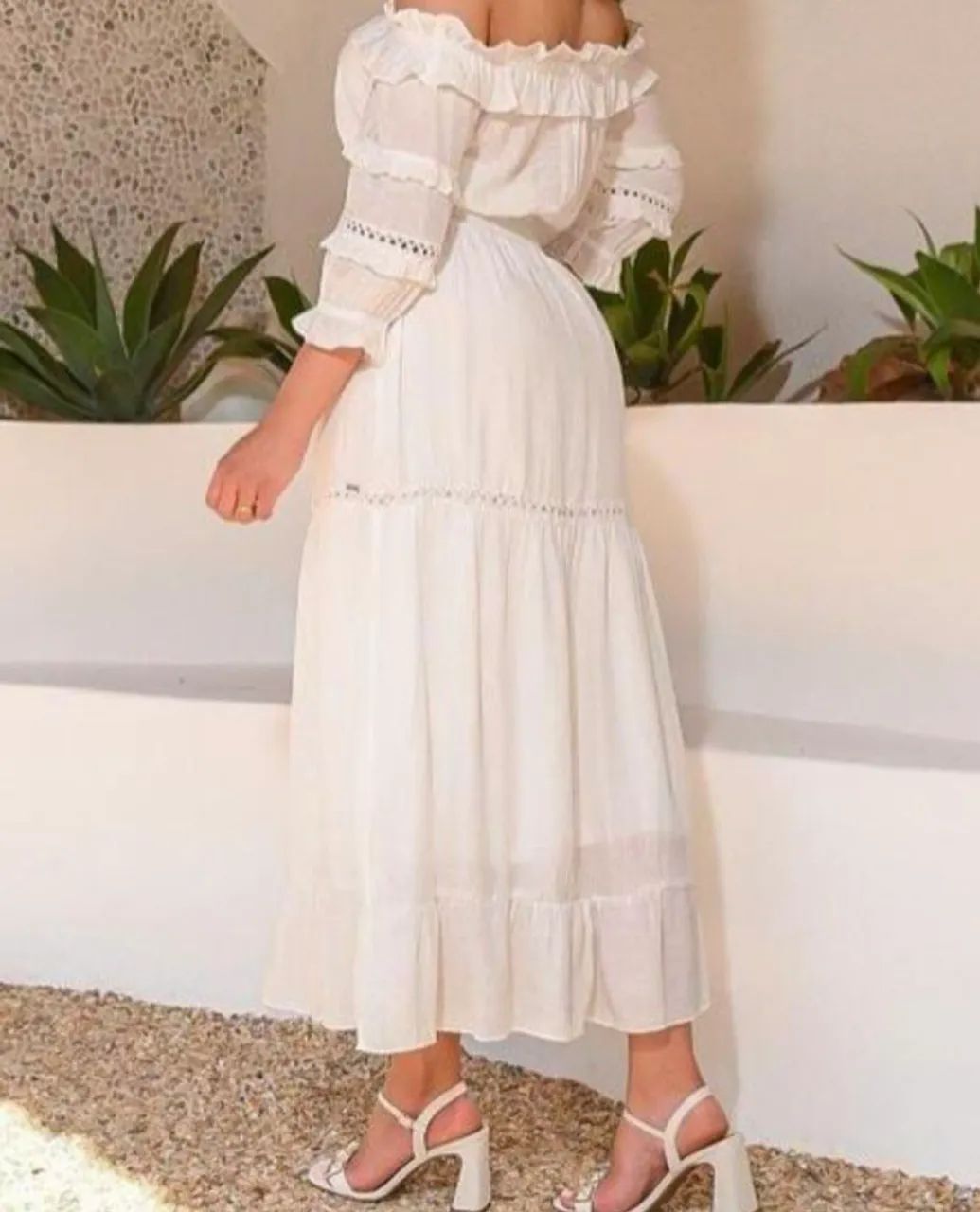 Vestido branco off white M Nova Stampa - Foto 2