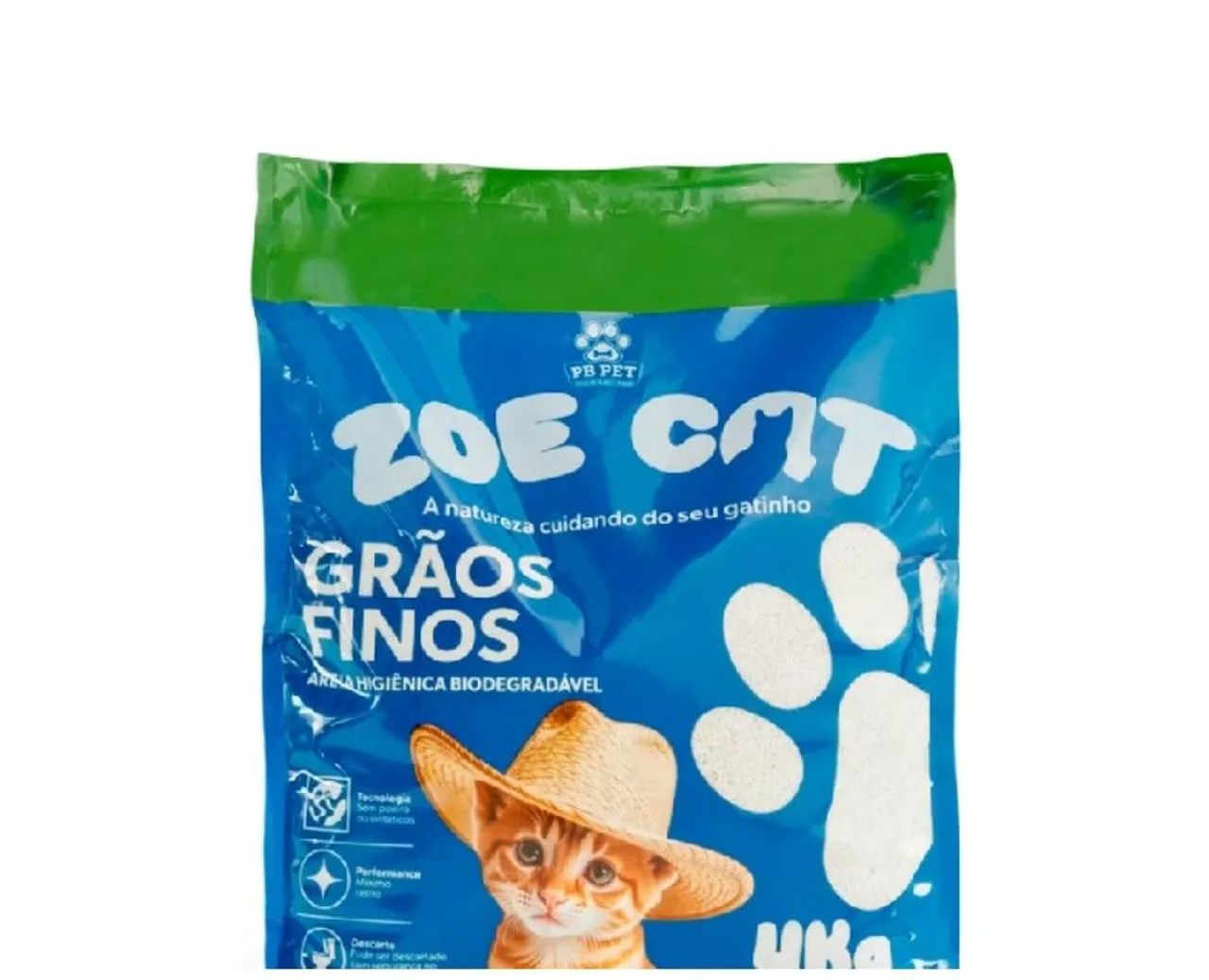Areia Natural Zoecat 4kg Biodegradável 100% Mandioca Ultra Aglutinante Para Felinos Gatos