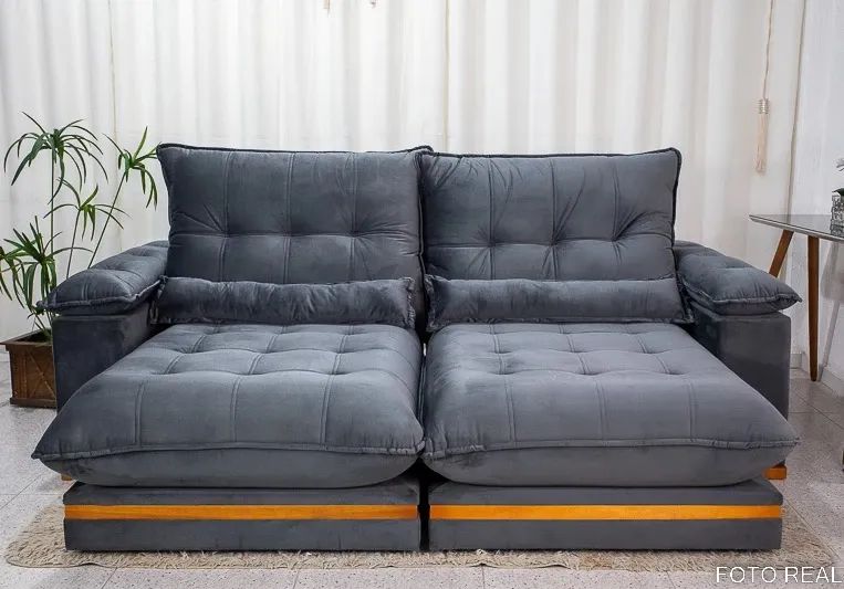 Sofá Retrátil Reclinável Ibis 2.30m Veludo - D33 e Molas Ensacadas Entrega Rápida