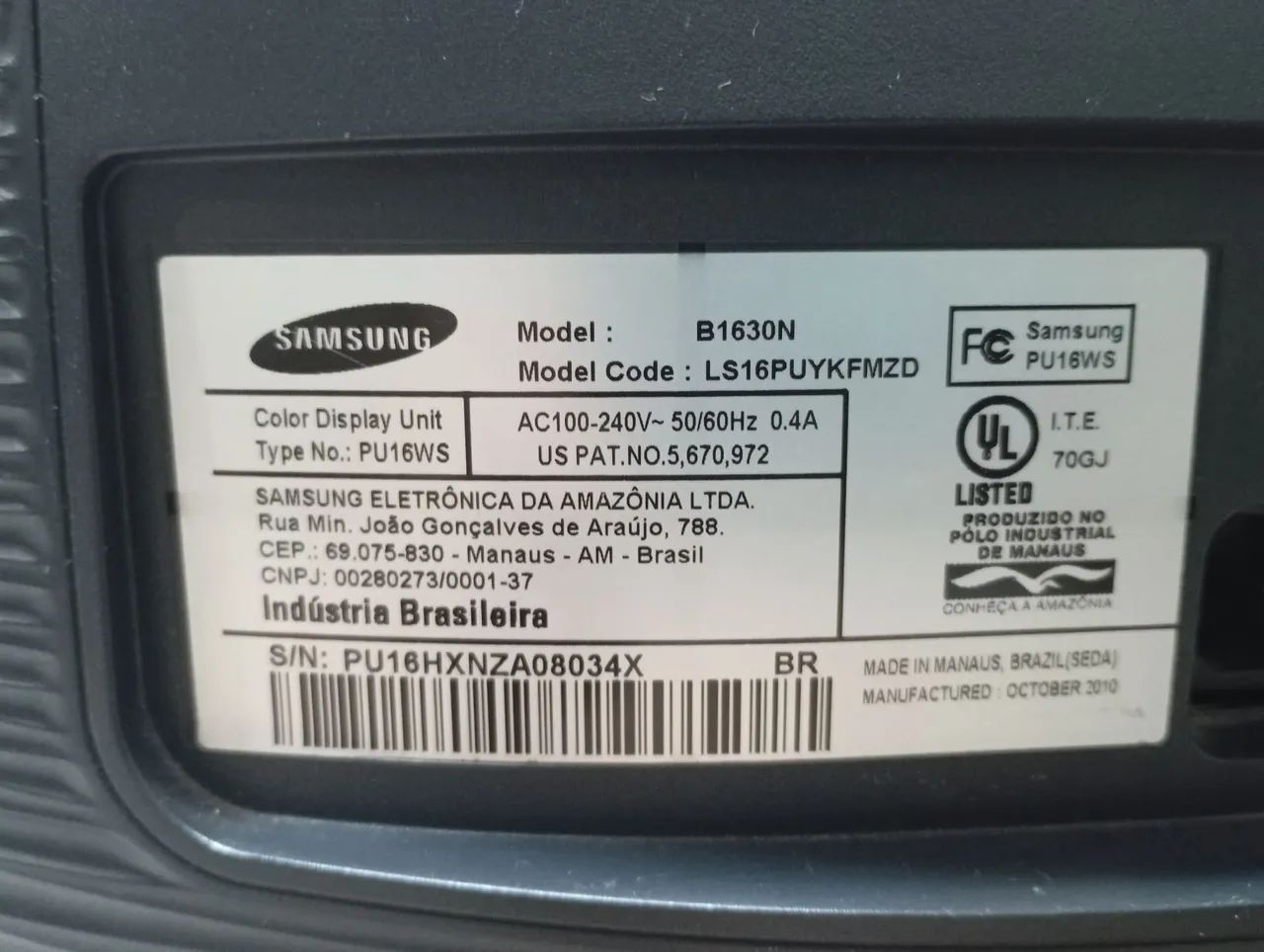 Monitor Samsung 16" Modelo B1630N - Foto 4