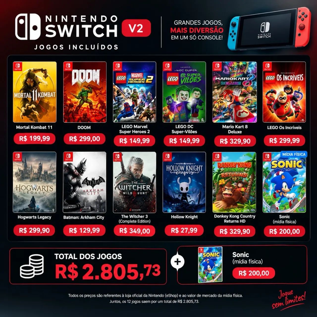 Nintendo Switch V2 (R$2000-dejogos) - Foto 5