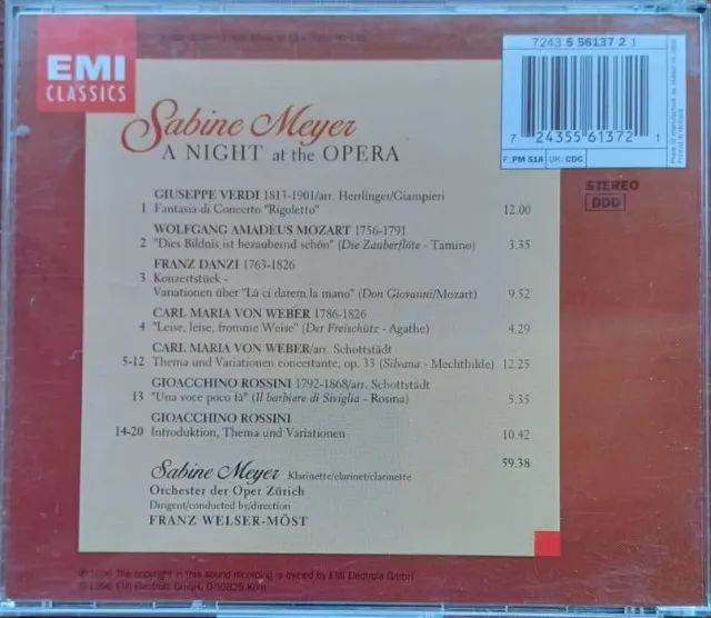 CD Sabine Meyer A Night At The Opera - Made in Holland - Foto 2