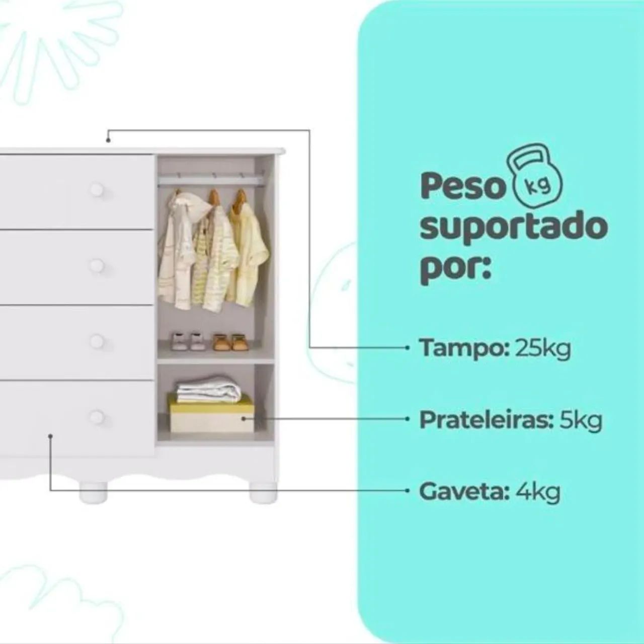 Cômoda 100% MDF - Nova e Lacrada  - Foto 5
