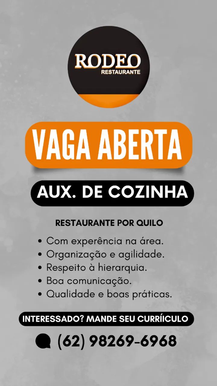 ESTAMOS CONTRATANDO AUXILIAR DE COZINHA - LESTE UNIVERSITÁRIO