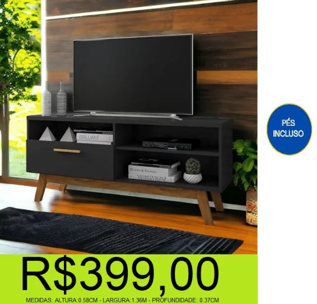 rack - paladio - com pés de madeira maciça - compre hoje e receba em até 72 horas  - Foto 2