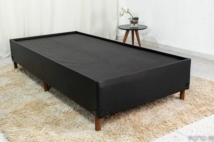 Base Box Solteiro 88cm Suede Preto - Antiacaro e Antialérgico