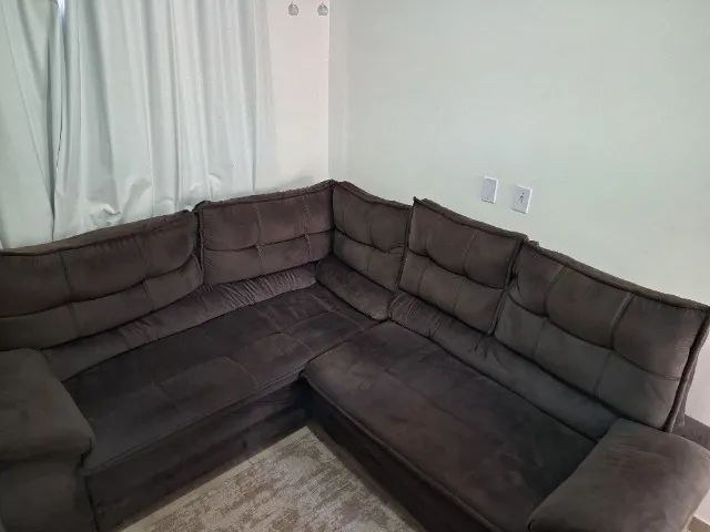 SOFÁ DE CANTO MARROM - Foto 2