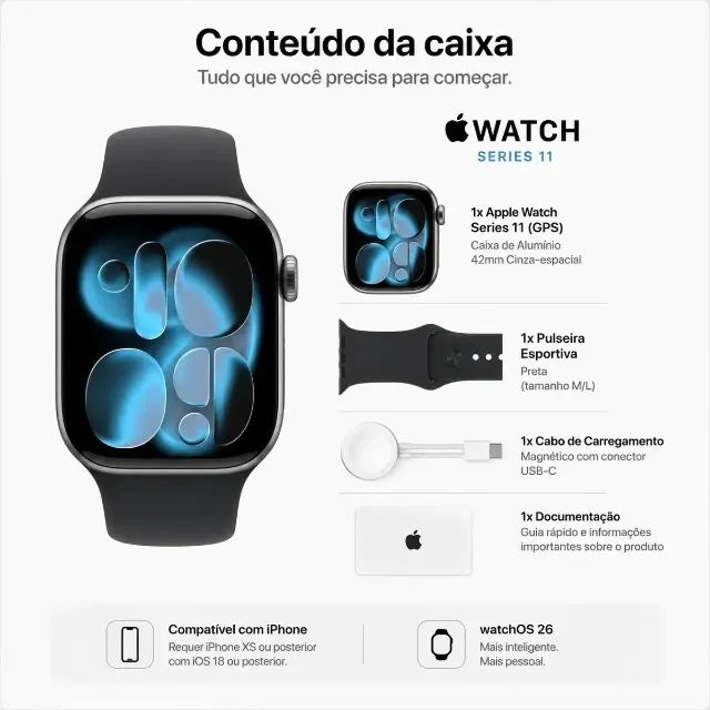 Apple Watch Série 11 42mm Preto - Foto 3