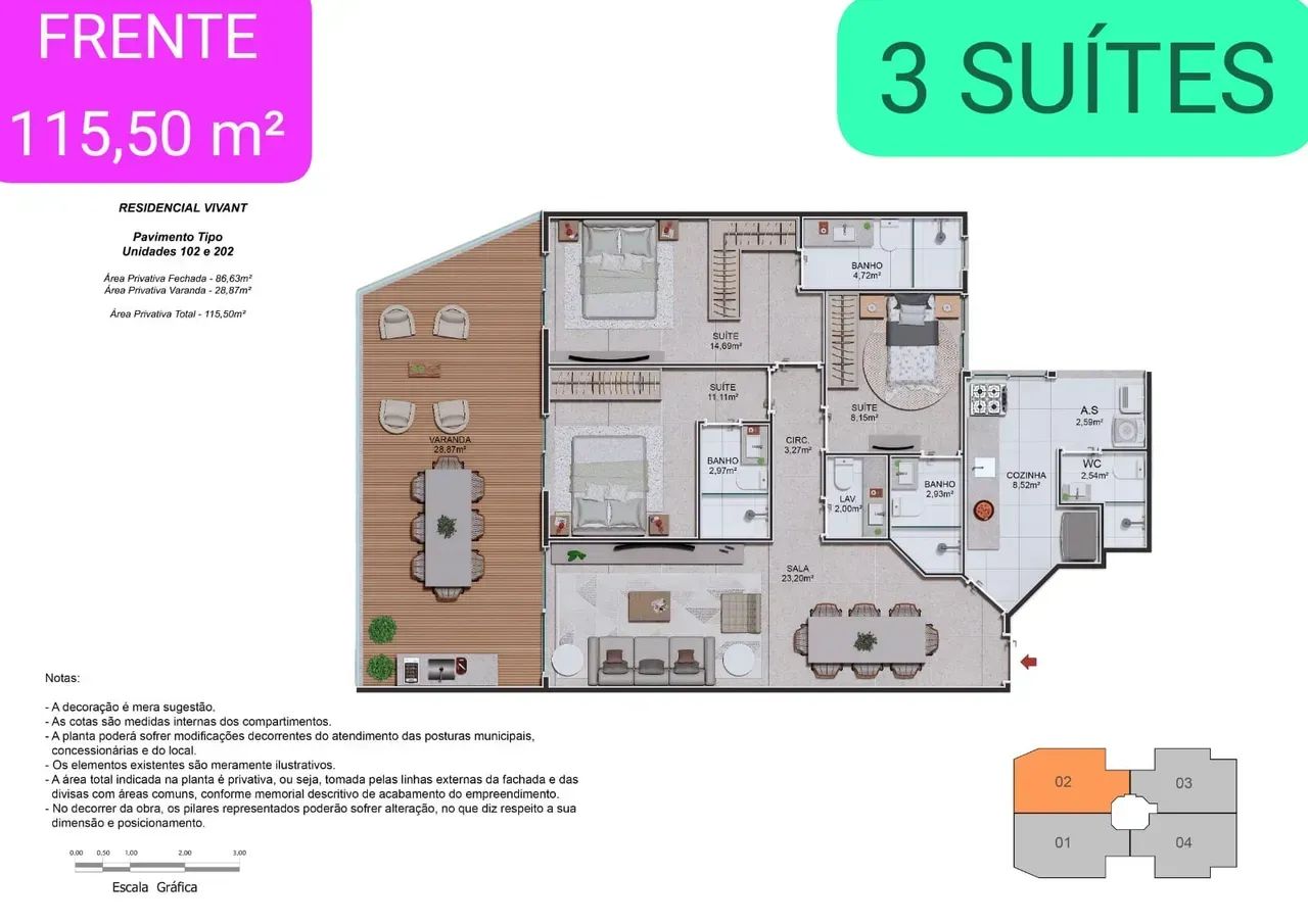 Apartamentos e coberturas com 3 suítes próximo ao Supermercados Guanabara - Foto 4