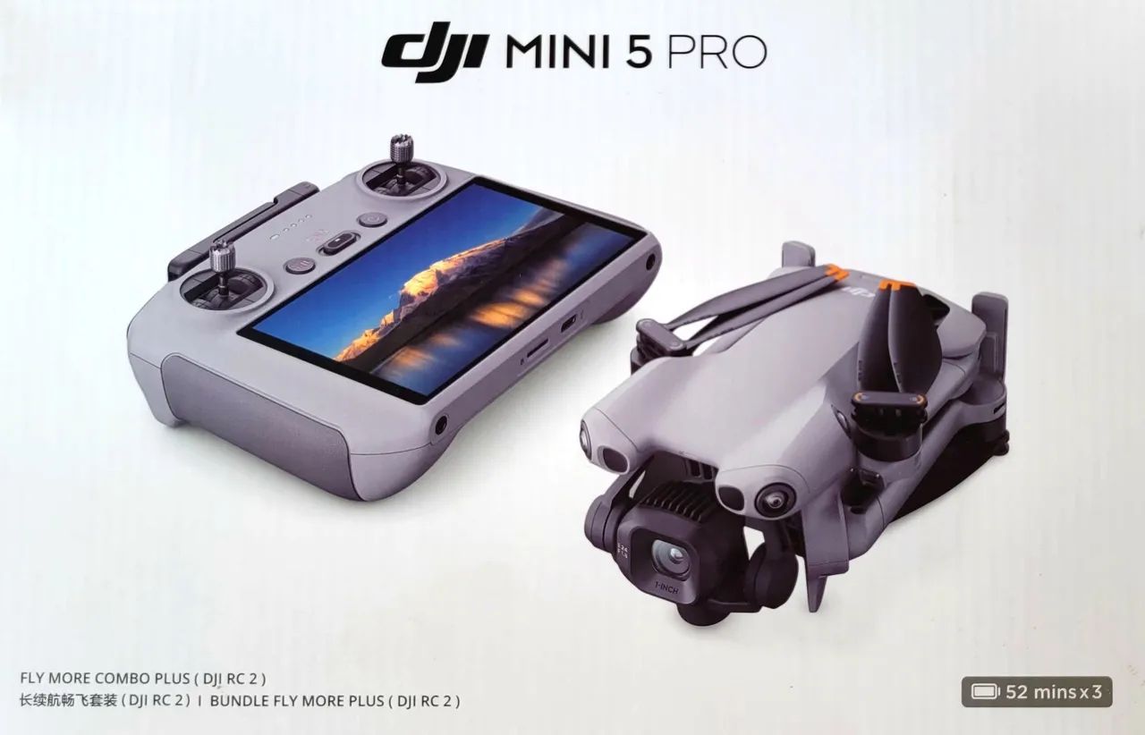 Drone DJI MINI 5 PRO FLY MORE COMBO PLUS - NF, ANAC, acessórios - como novo