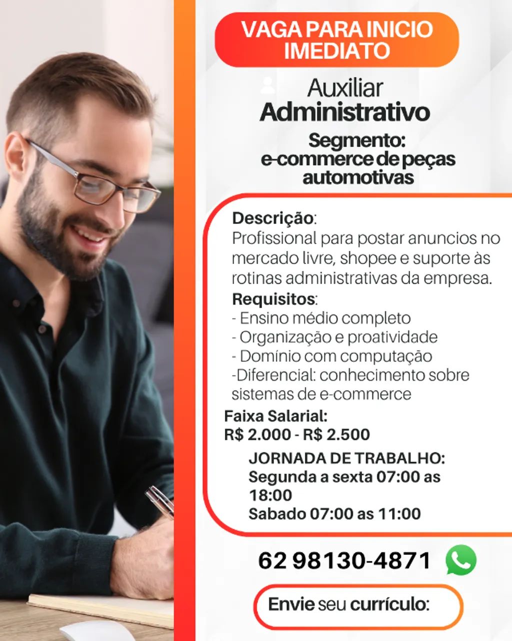 ASSISTENTE ADMINISTRATIVO E-COMMERCE MERCADO LIVRE (DAMOS TREINAMENTO)