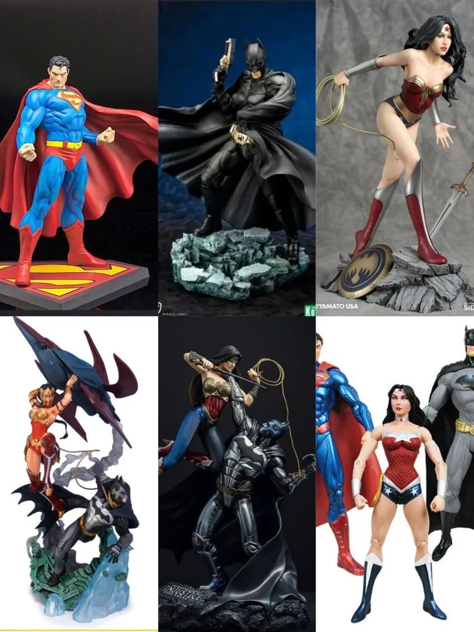 ACTION FIGURES BATMAN, SUPERMAN, MULHER MARAVILHA,SPIDERMAN, IRON STUDIOS, MARVEL SELECT