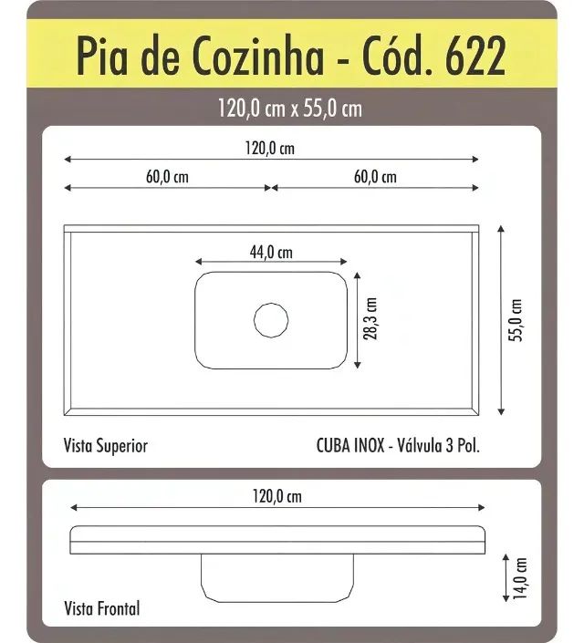 PIA DE COZINHA - Granito sintético com cuba inox + Balcão  - Foto 5